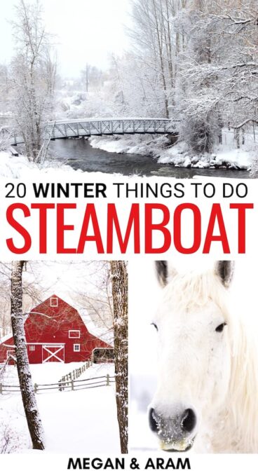 Planning a trip to Steamboat Springs in winter? This guide lays it all out for you - from things to do to festivals, and more! Click to learn more! | Winter in Steamboat Springs | Visit Steamboat Springs | Steamboat skiing | Skiing in Steamboat Springs | Snowboarding in Steamboat Springs | Hiking Steamboat Springs | Steamboat Springs weekend trip | Steamboat Springs day trip | Steamboat Springs winter getaway | Steamboat Itinerary | Steamboat in December 