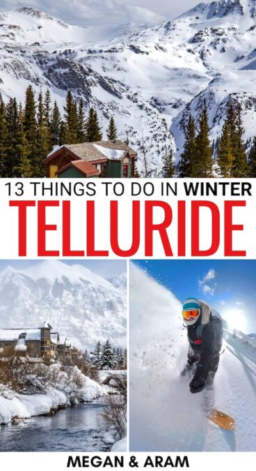 Looking for some amazing things to do in Telluride in winter besides skiing? This guide covers awesome winter activities in Telluride (and nearby)! Winter in Telluride | What to do in Telluride | Telluride itinerary | Skiing in Telluride | Snowmobiling in Telluride | Snowshoeing in Telluride | Fishing in Telluride | Snowboarding in Telluride | Ice skating in Telluride | Hiking in Telluride | Craft beer in Telluride | Telluride winter travel guide