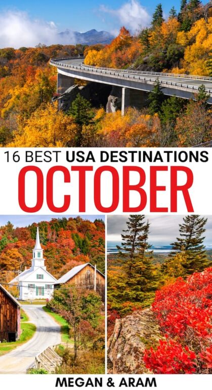 Are you planning a fall trip and are looking for the best places to visit in October in the USA? This guide highlights the USA in October - cities, islands, and more! | USA in Fall Autumn in USA | Philadelphia October | Acadia in October | California in October | Mt Rainier October | Savannah Fall | Oklahoma October | Ohio October | Maine October | Blue Ridge Parkway fall | North Carolina fall | Utah fall | Oregon in fall | Things to do in USA in fall
