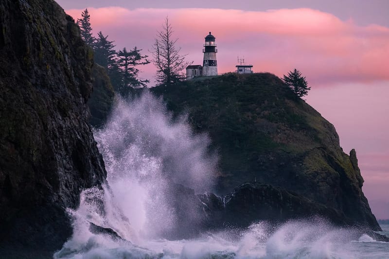 Cape Disappointment Lighthouse in winter