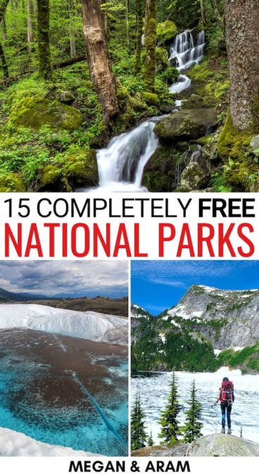 There are currently fifteen free national parks in the United States and you can plan a trip to each! This guide highlights hidden costs + tips for each! | US national parks that are free | No cost national parks | Free entry to US national park | America national parks | Free American national parks | US national parks in winter | US national parks in summer | national park week | free national park days | Planning a trip to US national parks