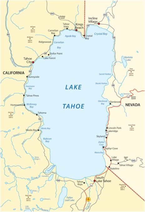 Map of Lake Tahoe