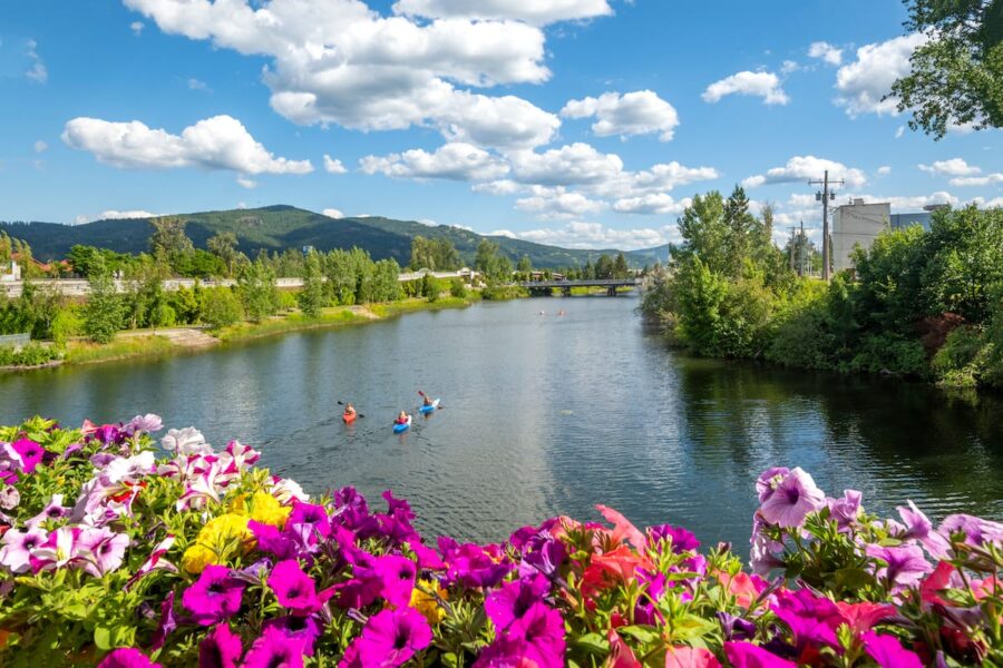 Sand Creek River and Lake Pend Oreille in Sandpoint, ID