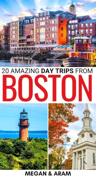 Looking for some exciting day trips from Boston? This guide covers the best nature, historical, and unique Boston day trips (plus some weekend getaways)! | Places to visit near Boston | Boston itinerary | Weekend getaways from Boston | Weekend trips from Boston | Boston weekend trips | What to do in Boston | Things to do in Boston | Boston to Salem | Boston to Providence | Boston to Nantucket | Boston to Martha's Vineyard | Boston to New York City