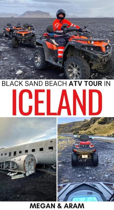 Wanting to take an ATV tour in Iceland? This Iceland quad biking tour takes you to Sólheimasandur and beyond! Click here to see my review (and how to book it)! | Iceland tours | Iceland quad biking | Iceland ATV tour | ATV in Iceland | Adventure tours in Iceland | Plane crash Iceland | Things to do in Vik | Places to visit in Iceland | ATV black sand beach tour | Tours near Vik | How to visit Sólheimasandur DC plane crash | Crashed plane in Iceland