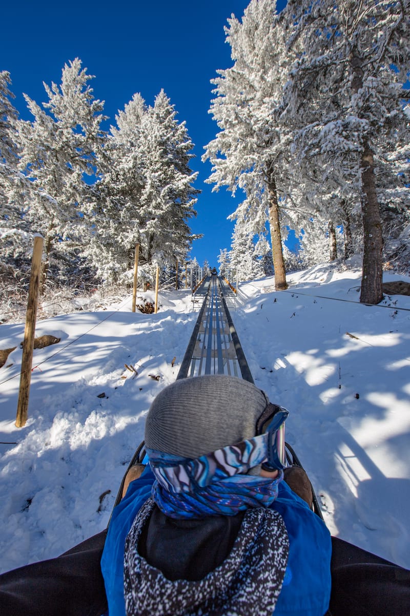 Winter Mountain Coaster in Bogus Basin near Boise