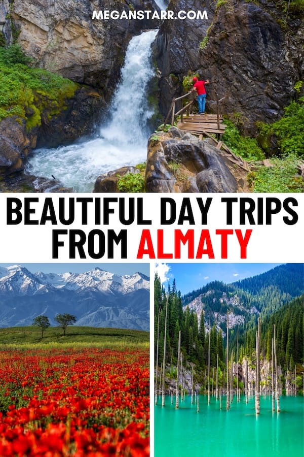 Are you looking for the best day trips from Almaty, Kazakhstan and want a diverse range of scenery? This guide is for you! I cover the most beautiful Almaty day trips, from seeing blue-green mountain lakes to some waterfalls that will make your jaw drop... and more! | Places to visit near Almaty | Places in Kazakhstan | What to do in Almaty | Things to do in Almaty | Almaty itinerary | Almaty tours | Almaty to Charyn Canyon | Almaty to Kolsai Lakes | Almaty to Issyk Lake | Almaty hiking | Almaty trails | Almaty hikes | Big Almaty Lake | Almaty to Kaindy Lake