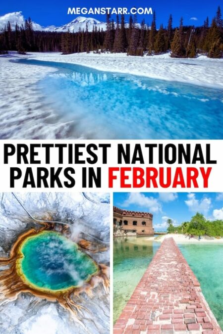 Are you looking for the best national parks to visit in February? This guide details fifteen great US National Parks to visit in February and gives many tips. | Places to visit in USA | USA National Parks | America National Parks | Yosemite in Winter | Grand Canyon in Winter | National Parks to visit in Winter | USA Winter | Crater Lake winter | Great Smoky Mountains winter | Joshua tree winter | Acadia winter