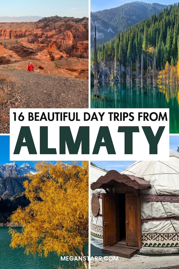 Are you looking for the best day trips from Almaty, Kazakhstan and want a diverse range of scenery? This guide is for you! I cover the most beautiful Almaty day trips, from seeing blue-green mountain lakes to some waterfalls that will make your jaw drop... and more! | Places to visit near Almaty | Places in Kazakhstan | What to do in Almaty | Things to do in Almaty | Almaty itinerary | Almaty tours | Almaty to Charyn Canyon | Almaty to Kolsai Lakes | Almaty to Issyk Lake | Almaty hiking | Almaty trails | Almaty hikes | Big Almaty Lake | Almaty to Kaindy Lake