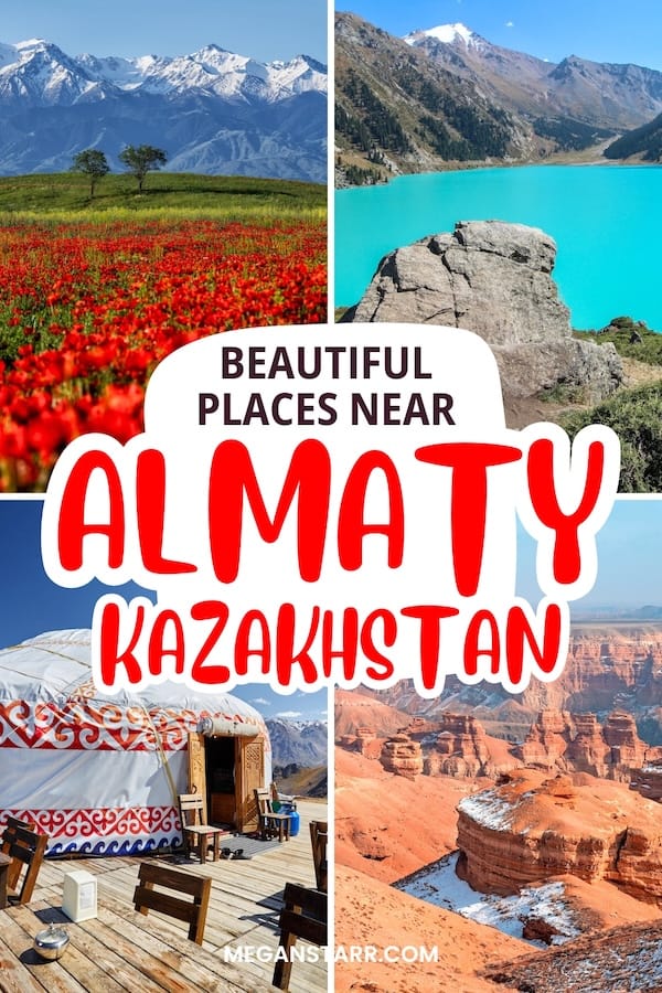 Are you looking for the best day trips from Almaty, Kazakhstan and want a diverse range of scenery? This guide is for you! I cover the most beautiful Almaty day trips, from seeing blue-green mountain lakes to some waterfalls that will make your jaw drop... and more! | Places to visit near Almaty | Places in Kazakhstan | What to do in Almaty | Things to do in Almaty | Almaty itinerary | Almaty tours | Almaty to Charyn Canyon | Almaty to Kolsai Lakes | Almaty to Issyk Lake | Almaty hiking | Almaty trails | Almaty hikes | Big Almaty Lake | Almaty to Kaindy Lake