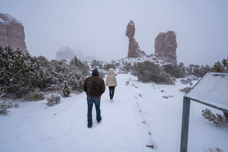 Balanced Rock Trail during winter