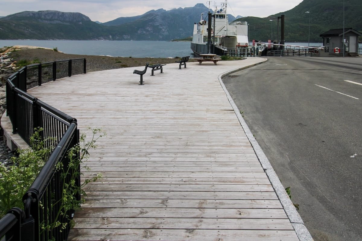 This is a waiting area for a ferry crossing in Norway