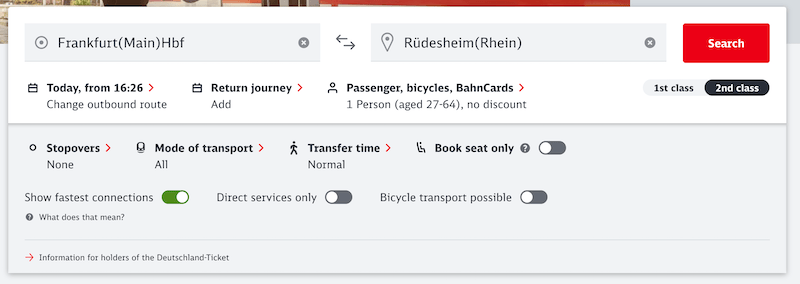 Frankfurt to Rudesheim with DB