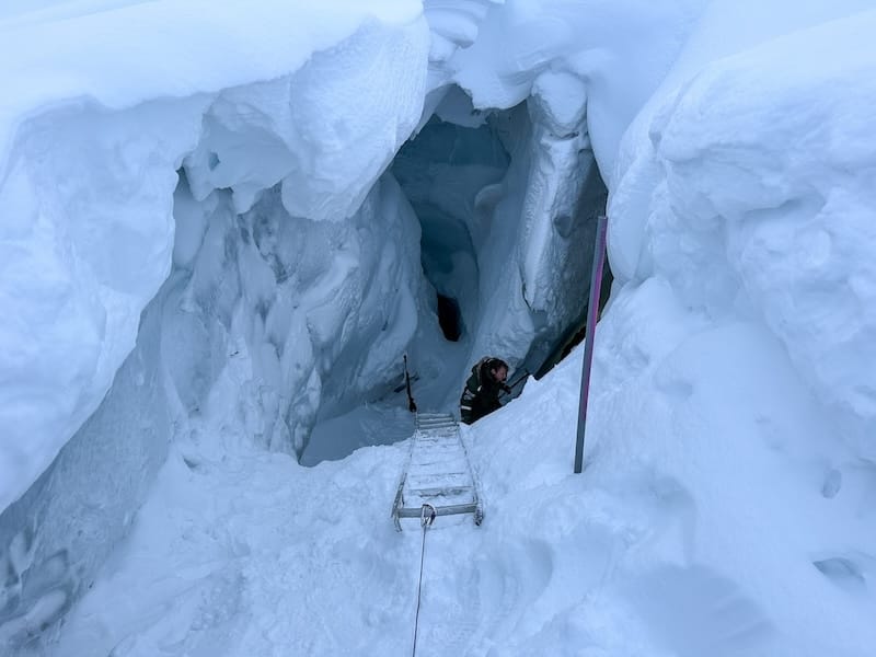 The ladder down to the ice cave