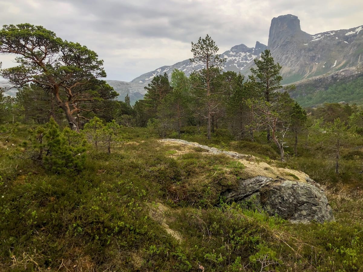 This is a photo of a moody sky at Sjunkhatten National Park in Norway