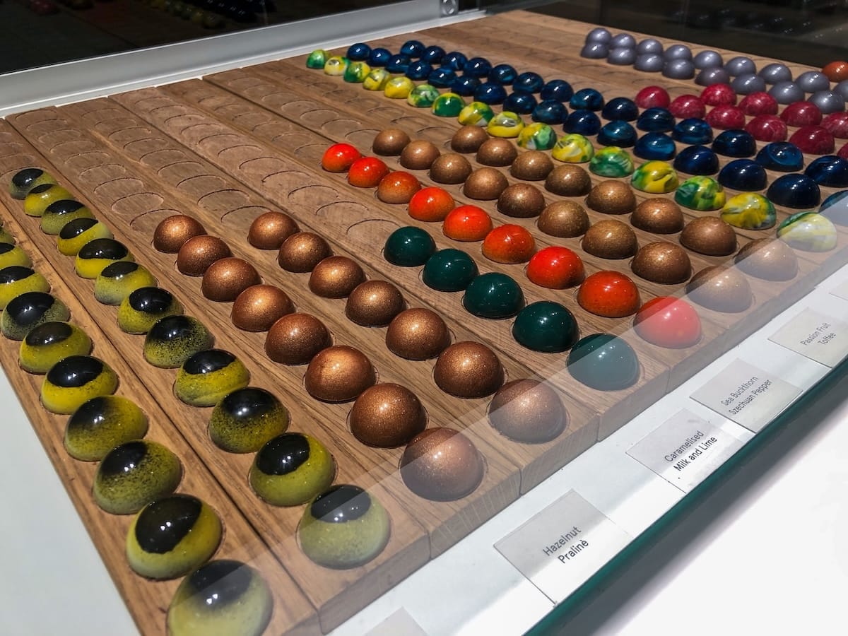 Some chocolates on display at Craig Alibone Chocolate