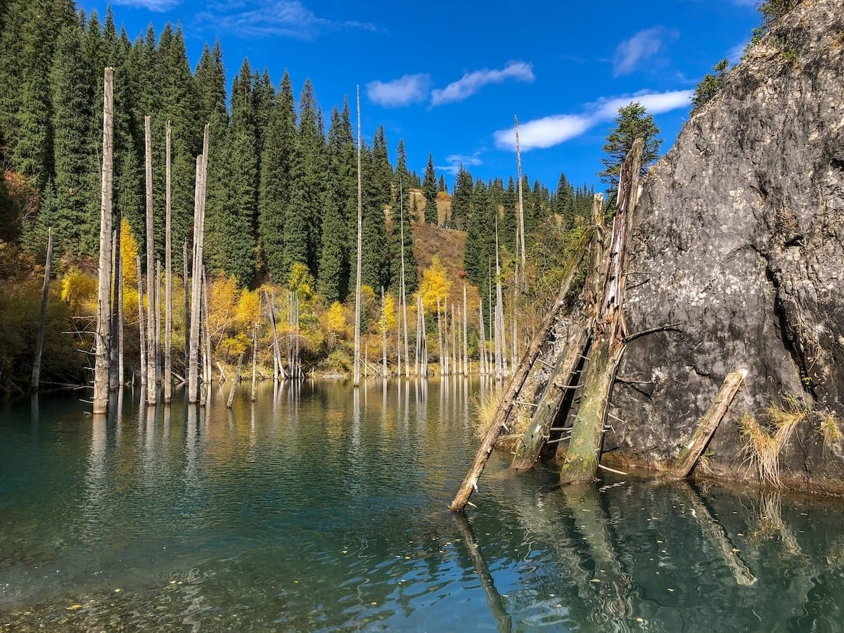 Kaindy Lake in October