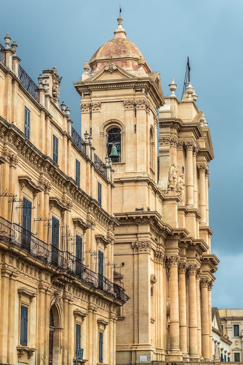 Landolina Palace and Noto Cathedral in historic part of Noto