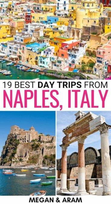 Looking for the best day trips from Naples, Italy? These Naples day trips are all less than 2 hours away and are great reasons to extend your Italy trip a bit! | Places to visit near Naples | Naples to Procida | Naples to Capri | Naples to the Amalfi Coast | Naples to Pompeii | Naples to Herculaneum | What to do in Naples | Things to do in Naples | Naples itinerary | Italy itinerary | Places to visit in Campania | Naples to Sorrento | Naples to Positano