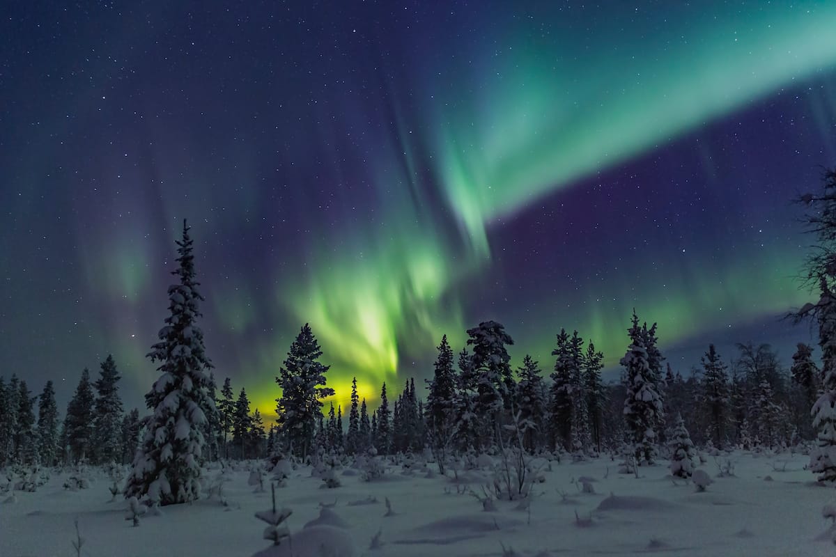 Northern lights over Inari during winter