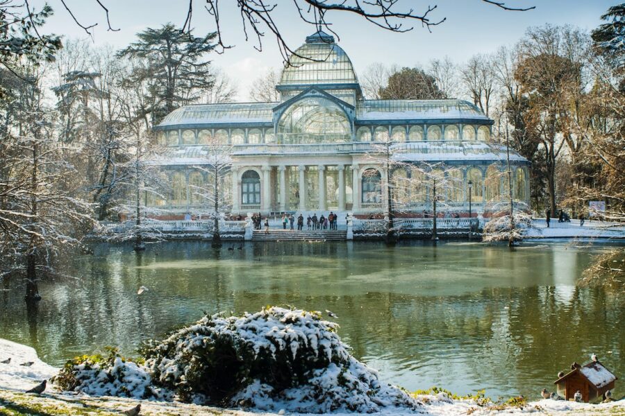 Retiro Park in Madrid in winter
