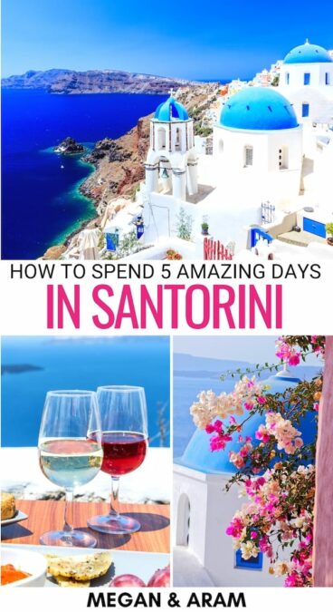 Are you looking to plan 5 days in Santorini? This Santorini itinerary gives you a breakdown of how to spend your time, where to eat and sleep, and much more!