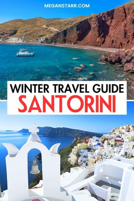 Looking to take a trip to Santorini in winter this year? This travel guide will help you plan your trip! From the best things to do during winter in Santorini to where to stay and eat... I have covered it all. You will also find information about the weather and best seasonal activities inside. Click to learn more. | Santorini in winter | Winter in Santorini | Winter trip to Santorini | Santorini winter vacation | Winter vacation in Santorini | Things to do in Santorini in winter | What to do in Santorini | Santorini itinerary | Santorini in November | Santorini in December | Christmas in Santorini | New Years in Santorini | Santorini in January | Santorini in February | Santorini in March | Santorini winter tours