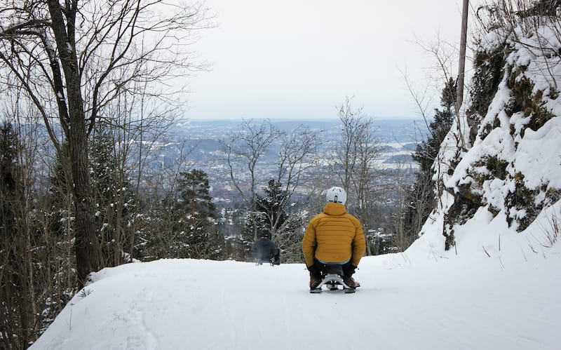 Sledding in Oslo in winter