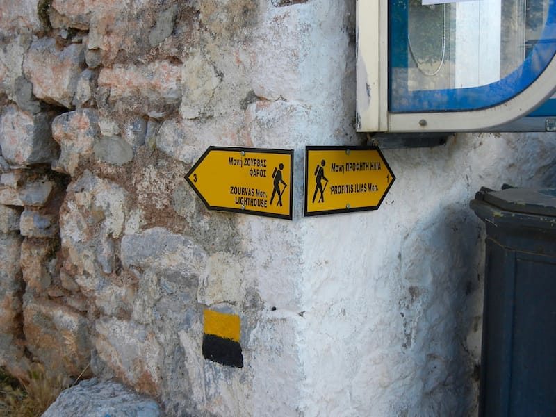 Trail marker in Hydra