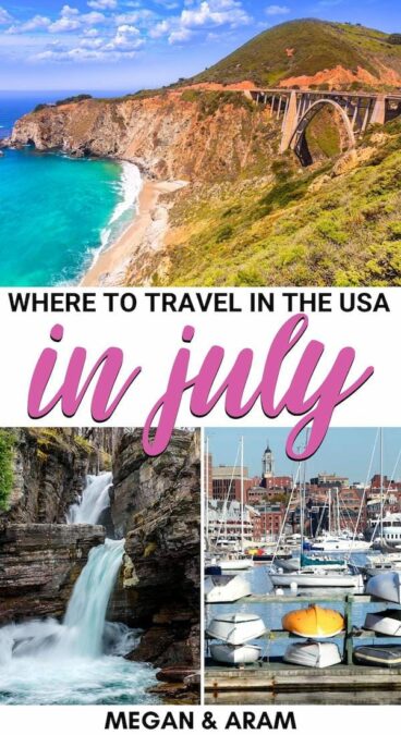 Looking for the best places to visit in the USA in July for your upcoming trip? These destinations are some of the best during summer in the US and will inspire you to go travel! | July in USA | USA in summer | Summer in USA | America in July | Chicago in July | NYC in July | 4th of July in the USA | Boston in July | Virginia in July | Arizona in July | Where to travel in July | Oregon in July | Colorado in July | California in July | South Carolina in July | Michigan in July