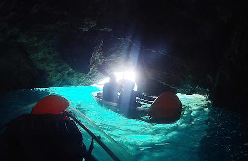 Kayaking through caves