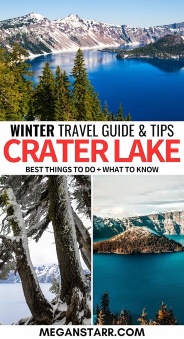 Are you looking to visit Crater Lake in winter? This guide is perfect for you! It includes winter in Crater Lake activities, travel tips, accommodation, and more! | Crater Lake Travel | Crater Lake winter | Oregon winter | Crater Lake hiking | Crater Lake skiing | Crater Lake camping | Things to do in Crater Lake | Oregon national parks | Crater Lake National Park in winter | Crater Lake Oregon | Crater lake hikes | Oregon skiing | Places to visit in Oregon