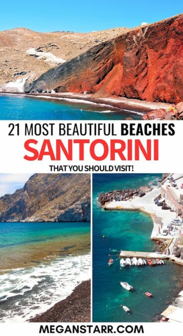 Are you searching for the best beaches in Santorini? This guide details the prettiest Santorini beaches, what to do there, and much more! Click for some bucket list inspiration! | Things to do in Santorini | What to do in Santorini | Jet skiing in Santorini | Places to visit in Santorini | Santorini itinerary | Santorini bucket list | Places in Santorini | Swimming Santorini | Beach clubs in Santorini