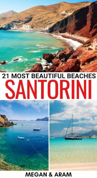 Are you searching for the best beaches in Santorini? This guide details the prettiest Santorini beaches, what to do there, and much more! Click for some bucket list inspiration! | Things to do in Santorini | What to do in Santorini | Jet skiing in Santorini | Places to visit in Santorini | Santorini itinerary | Santorini bucket list | Places in Santorini | Swimming Santorini | Beach clubs in Santorini