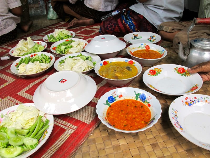 Cambodian meal with locals