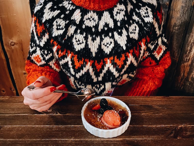 Cloudberry brulee at Restaurant Nili