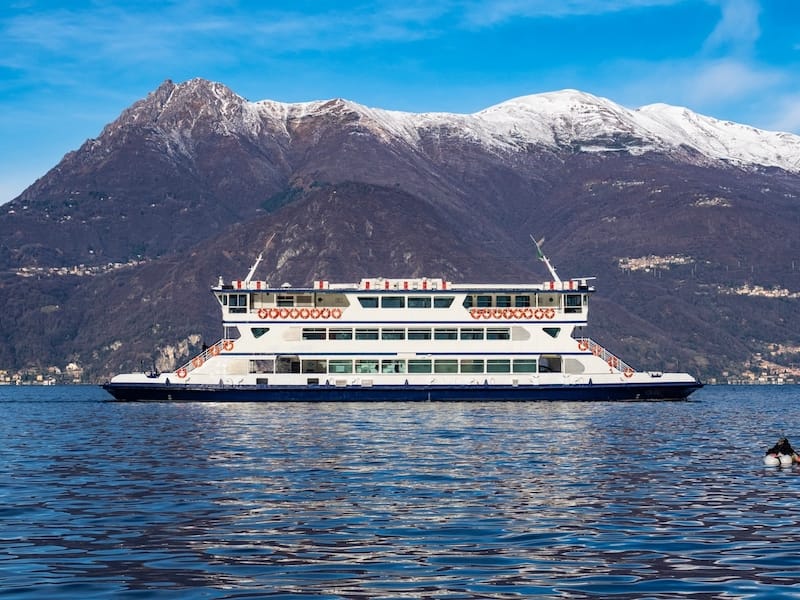 Ferry during winter in Lake Como