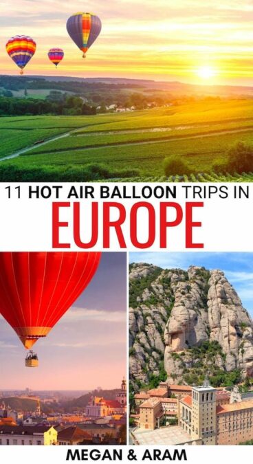 Are you looking to ride a hot air balloon in Europe? This guide uncovers the best destinations for a hot air balloon ride in Europe - plus tips for how to book! | Europe hot air balloon ride | Hot air balloon in Cappadocia | Hot air balloon in Segovia | Hot air balloon in Turkey | Hot air balloon in Spain | Hot air balloon in France | Hot air balloon in Italy | Hot air balloon in Tuscany | Hot air balloon in Mallorca