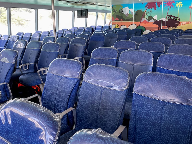 Business class on the Mahe - Praslin ferry