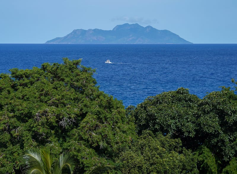 Silhouette Island in the distance - this is owned by Hilton