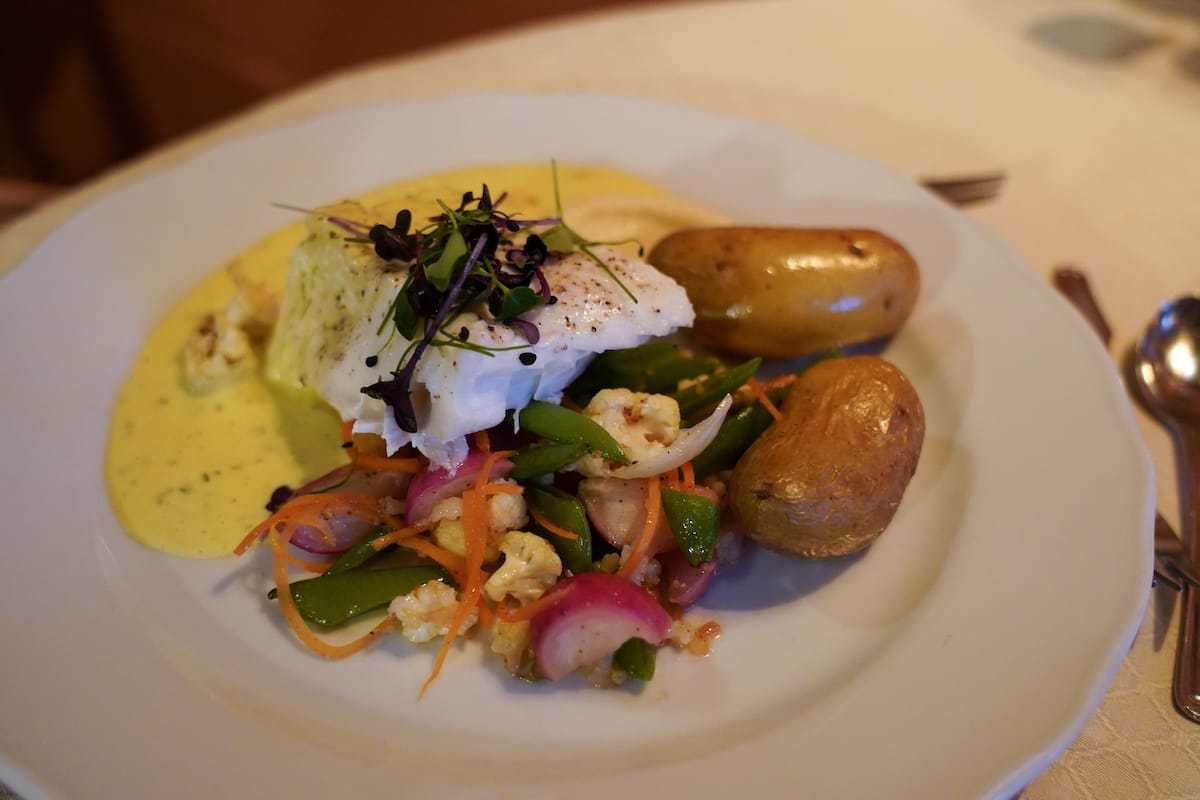 Halibut at Enhjørningen Restaurant in Bergen