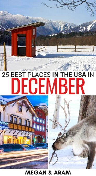Are you looking for the best places to visit in the USA in December? This curated guide details top winter and Christmas destinations in the US (and tips for each)! | Charleston in December | Boston in December | New York in December | Dallas in December | Where to go in December in the USA | Sedona in December | Florida in December | Stowe in winter | Washington DC in December | Nashville in December | Savannah in December | Seattle in December | OKC in winter