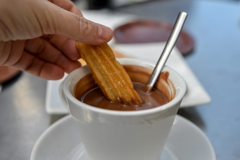 Keeping warm in a cafe in Barcelona