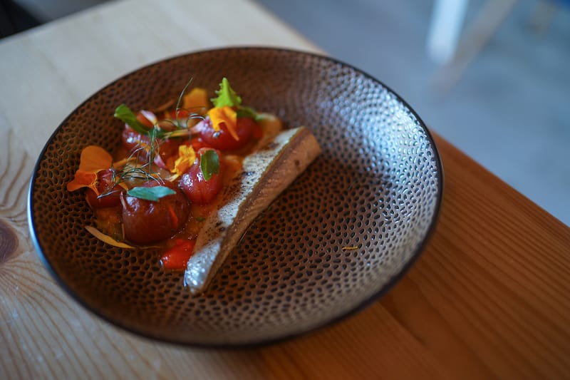 Mackerel and tomatoes at MOON Bergen