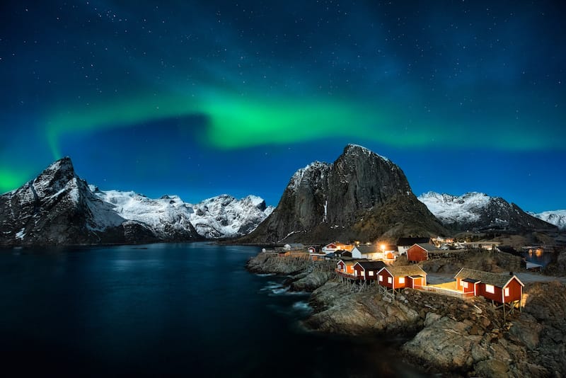 The Lofoten Islands are a romantic place to visit in Scandinavia