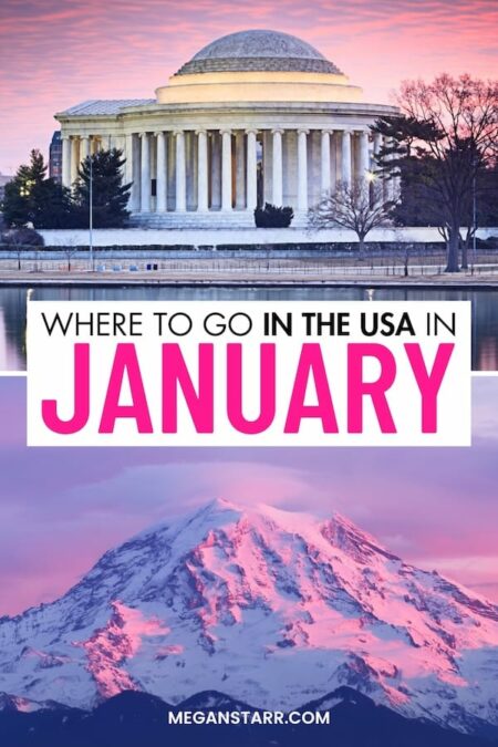 Are you looking for the best places to visit in the USA in January? This guide details top winter destinations in the US (and tips for each)! | Chicago in January | Los Angeles in January | Miami in January | Austin in January | San Francisco in January | Idaho in January | New Mexico in January | Arizona in January | Alaska in January | Hawaii in January | Chicago in winter | Philadelphia in January | Atlanta in January | Washington DC in January | Wisconsin in January