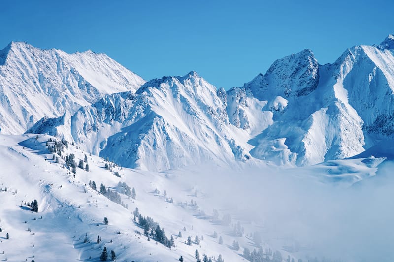 Zillertal Arena ski resort in Tyrol in winter