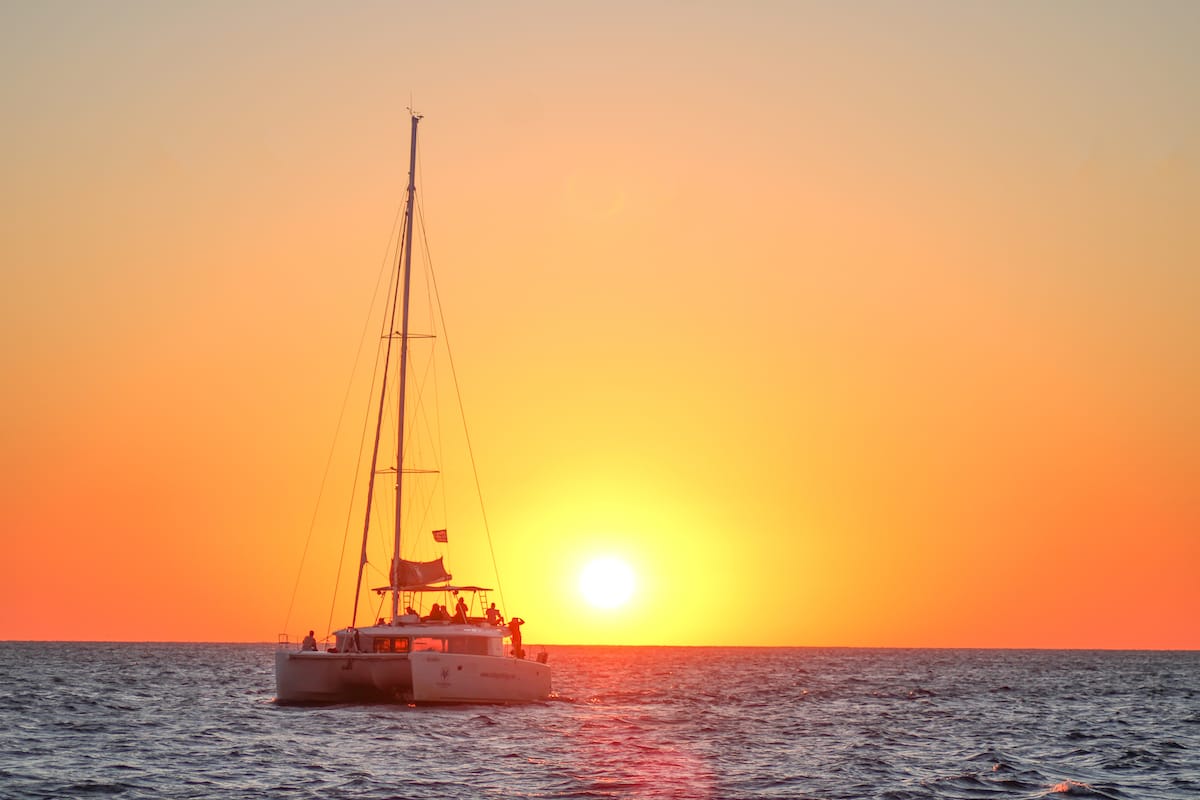 Santorini catamaran cruise sunset