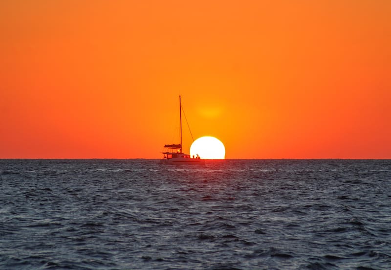 Santorini catamaran cruise sunset