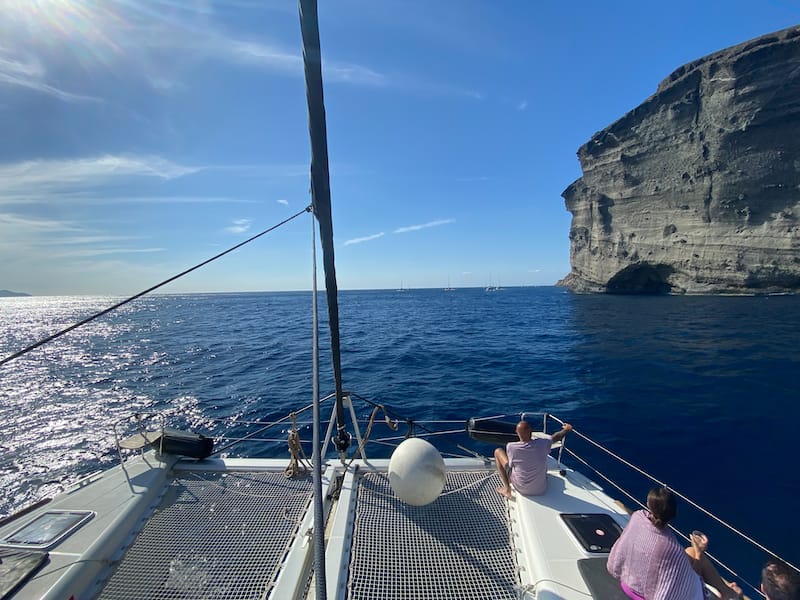 Santorini catamaran cruise views